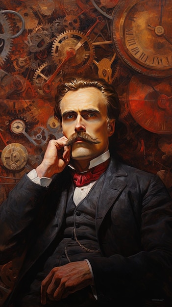 Foto una pintura de un hombre con bigote y corbata roja