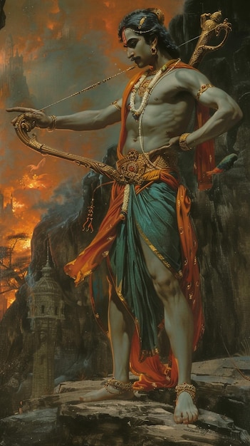 una pintura de un hombre con una espada en la mano y la palabra dios en ella