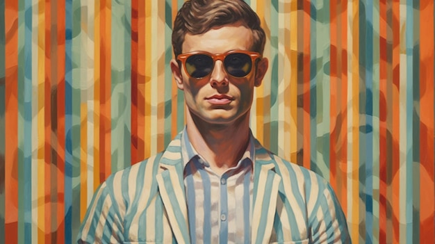 Una pintura de un hombre con gafas de sol