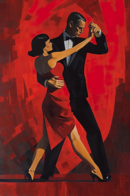 Foto una pintura de un hombre y una mujer bailando imagen generativa de ai.