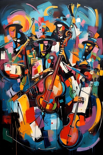 Una pintura de un hombre tocando un violín.