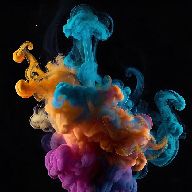 pintura de humo colorida en fondo negro generada por la IA