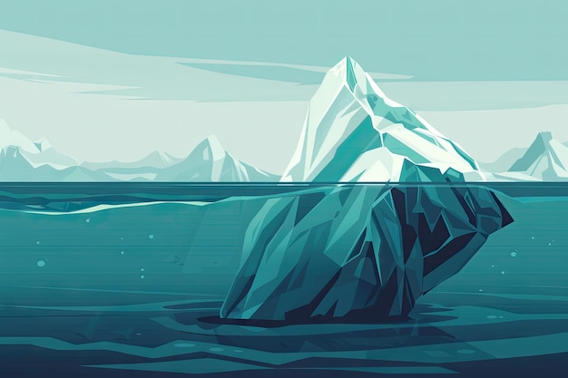 una pintura de un iceberg con icebergs en el agua