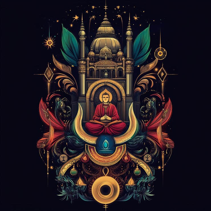 una pintura de un icono religioso con una cabeza roja de un dios