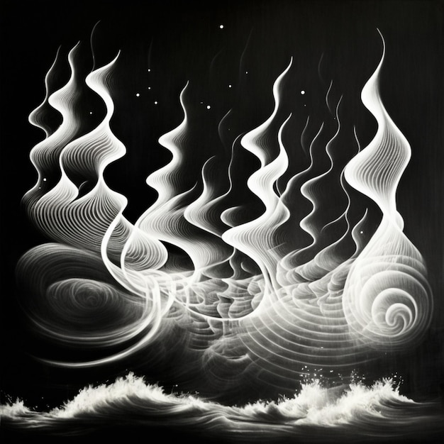 pintura de una imagen en blanco y negro de un barco en el océano generativo ai