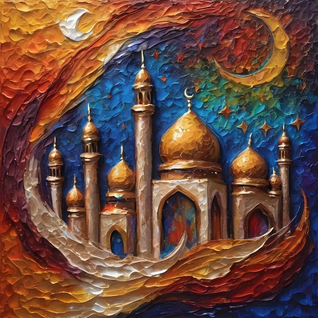 Pintura islámica del Ramadán en 3D