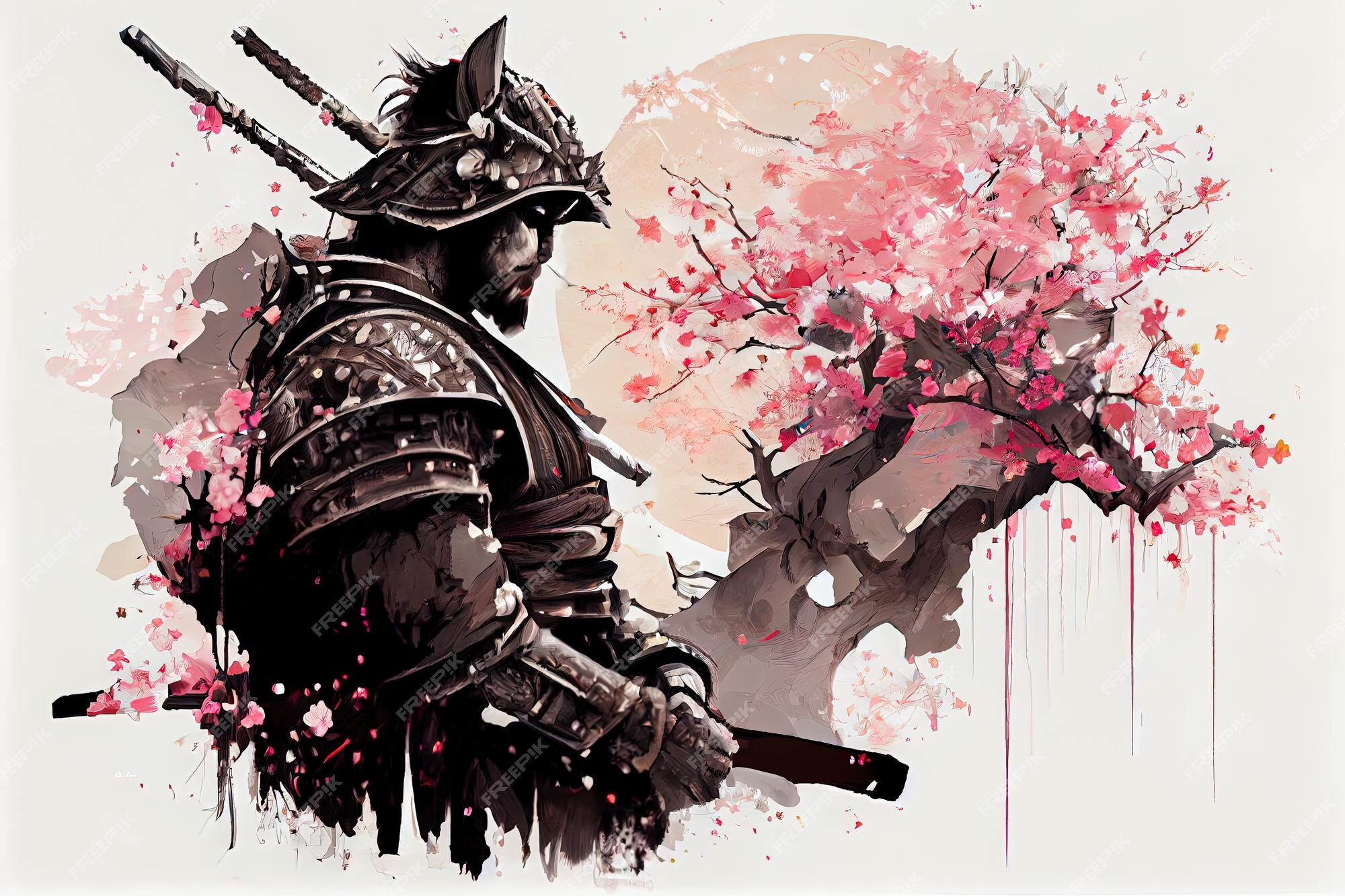 Pintura com tinta Samurai - Desenho, ai illustrator file