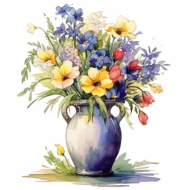 Una pintura de un jarrón de flores se titula "primavera".