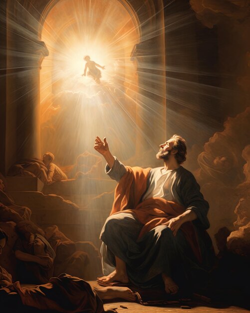Foto una pintura de jesús a la luz del constructor
