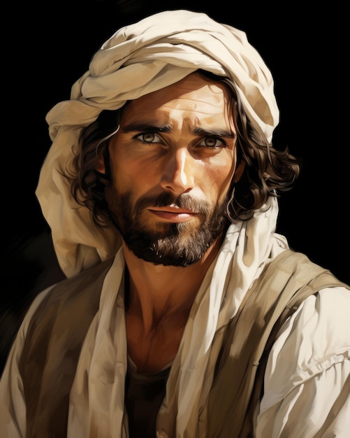 una pintura de Jesús con turbante