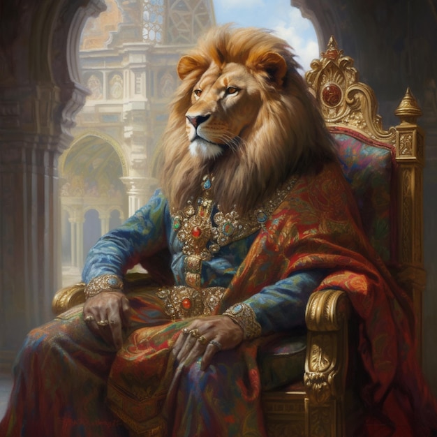 Pintura de un león en un ai generativo real