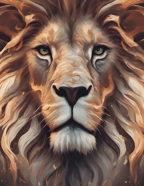 Pintura de un león vibrante