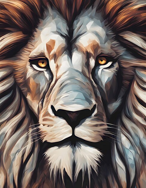 Pintura de un león vibrante