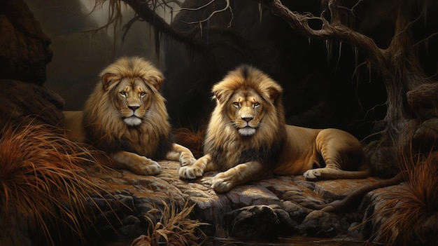 Una pintura de leones por persona.