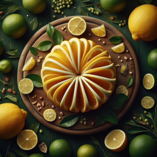 Foto una pintura de limones y limas con las palabras limones en él