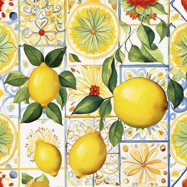 una pintura de limones y limones en una mesa.