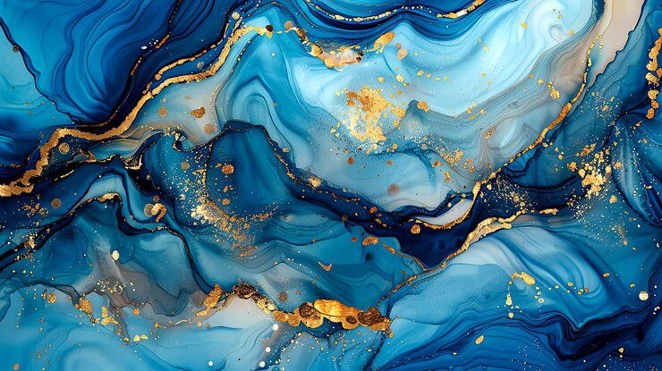 una pintura de un líquido azul y amarillo con las palabras cita la palabra cita en él