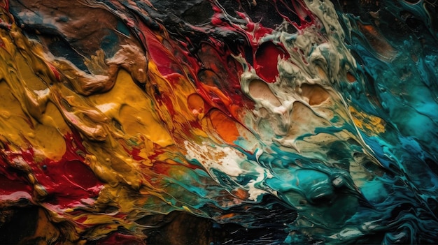 Una pintura de un líquido colorido con la palabra arte.