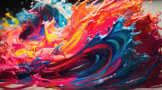 una pintura de líquido colorido con la palabra colores en él