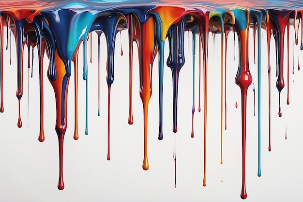 Una pintura de un líquido goteante goteando desde un fondo blanco generativo ai