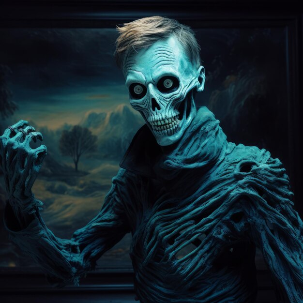 Pintura macabra de zombies desde congelado al estilo de Van Gogh