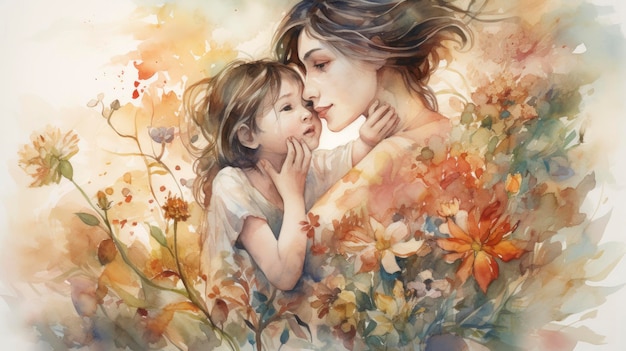 Una pintura de una madre y una hija.