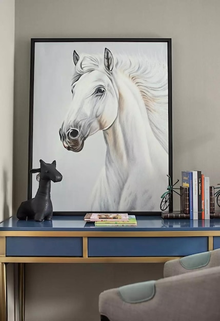 Pintura del majestuoso caballo blanco