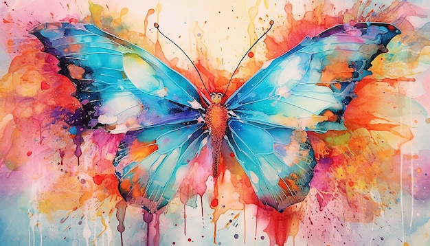 Una pintura de una mariposa con la palabra mariposa en ella