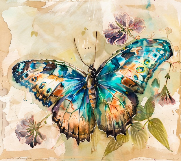 una pintura de una mariposa con la palabra mariposa en ella