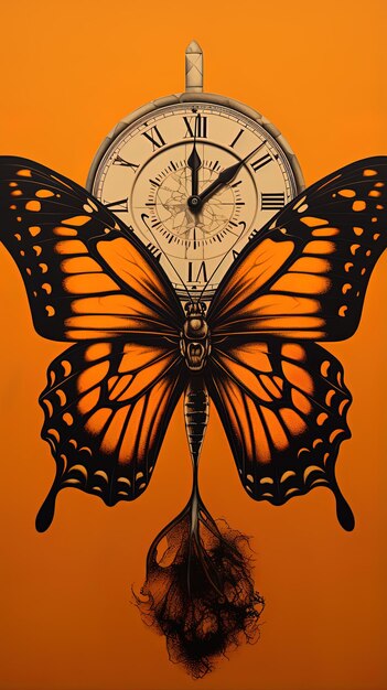 Foto una pintura de una mariposa que dice que es la hora de 9 30