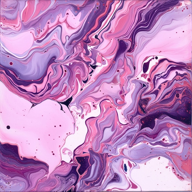 Una pintura de mármol rosa y morado con un remolino rosa y morado.