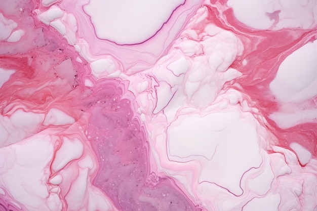 Una pintura de mármol rosa y violeta con un fondo blanco.