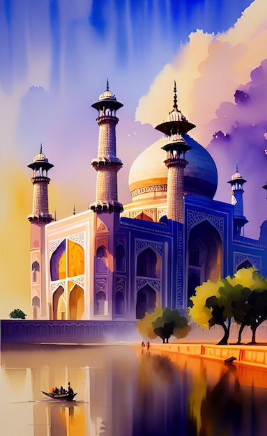 Una pintura de una mezquita en agra