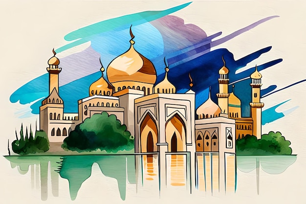 Una pintura de una mezquita en la India