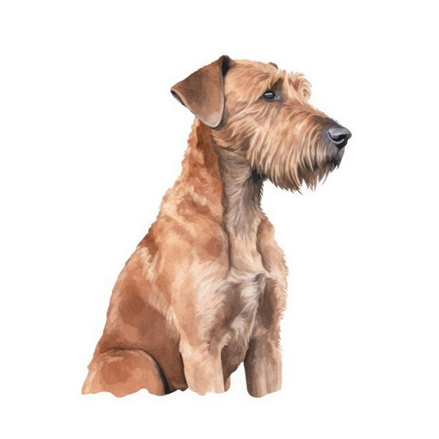 Pintura minimalista em aquarela de Terrier irlandês em fundo pastel suave