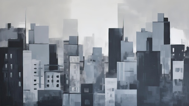 Pintura minimalista paisaje urbano ai generó ilustración de alta calidad