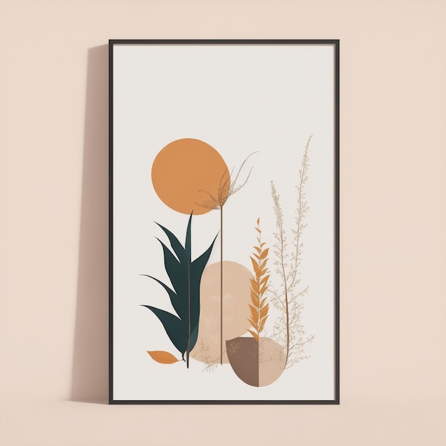 pintura minimalista de plantas en un marco