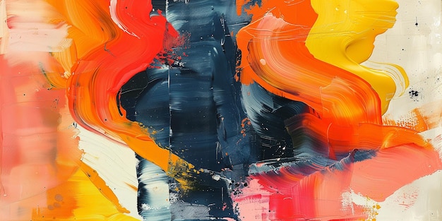 Pintura moderna abstrata e brilhante com acentos de cores