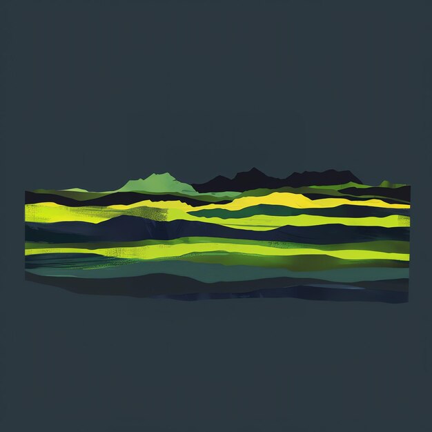 Foto una pintura de una montaña y el océano con una montaña en el fondo