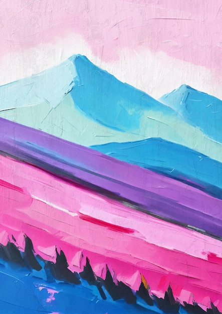 Pintura de montaña de paisaje abstracto moderno