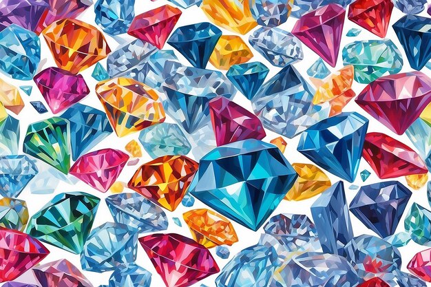 Una pintura de un montón de diamantes de colores en una superficie blanca generativa ai