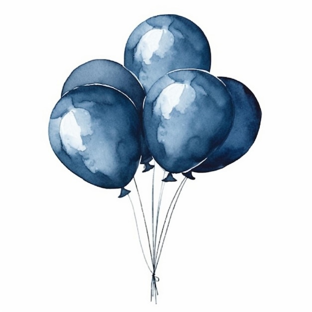 una pintura de un montón de globos azules con un fondo blanco ai generativo