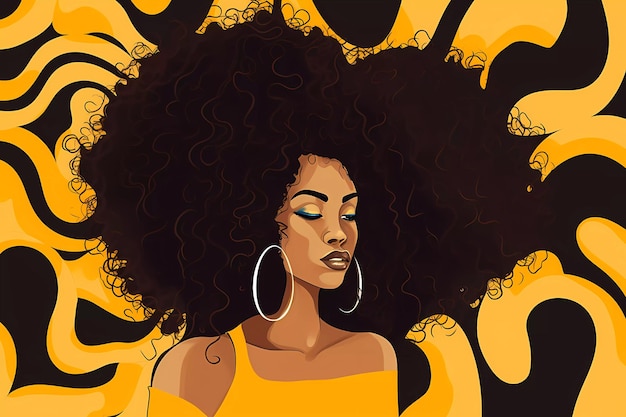 Una pintura de una mujer con un afro.