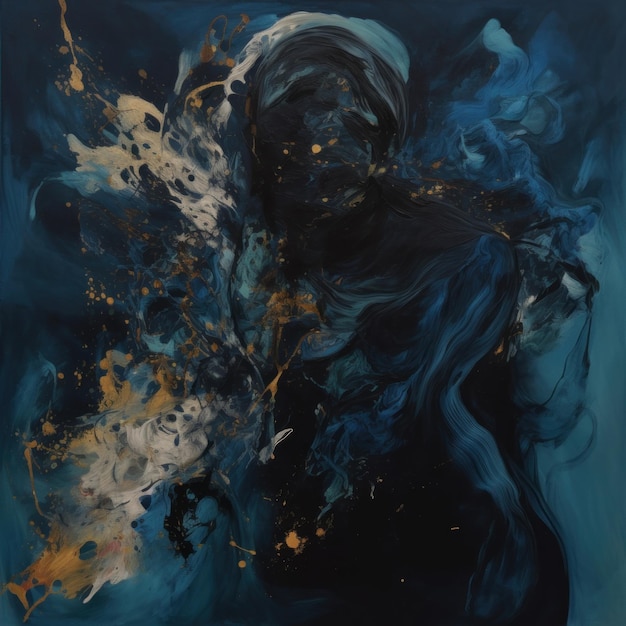 Una pintura de una mujer con cabello azul imagen ai generativa.