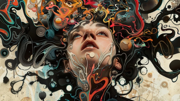 una pintura de una mujer con una cara que dice que nadie