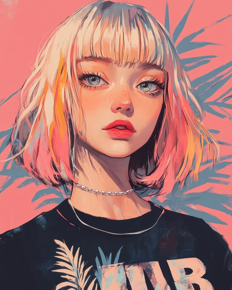 una pintura de una mujer con un collar que dice la palabra en él
