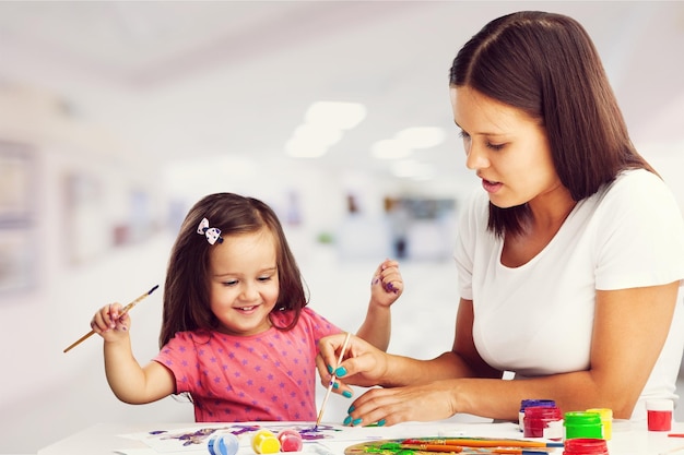 Pintura de mujer y niño
