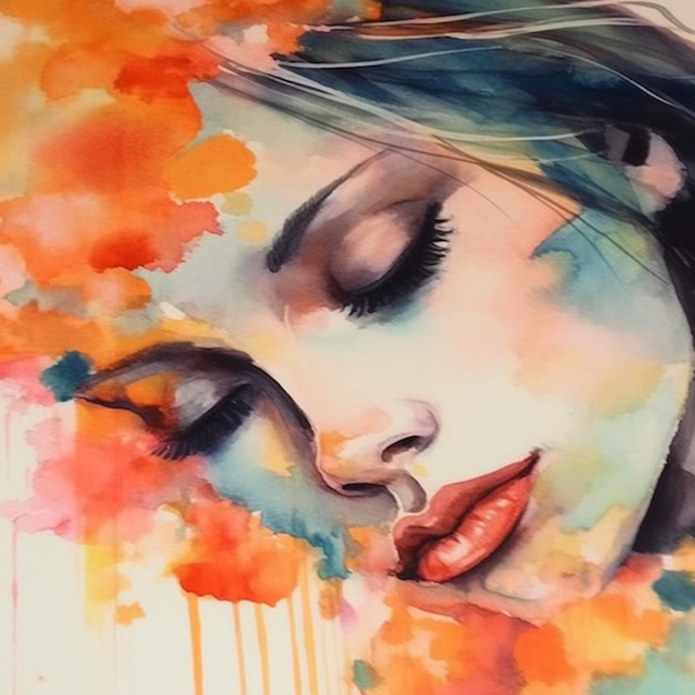 pintura de una mujer con los ojos cerrados y los ojos cerrados ai generativo