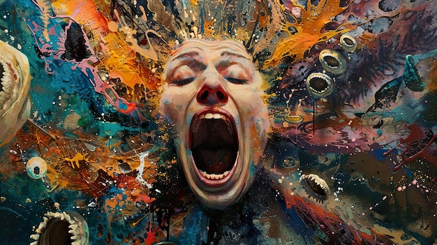 una pintura de una mujer con la palabra la palabra en ella