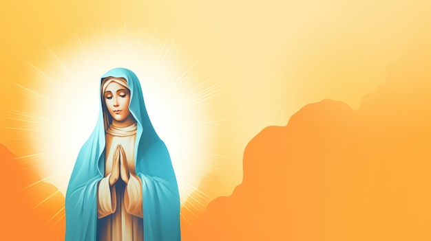 Una pintura de una mujer con una túnica azul Imagen digital Santísima Madre María